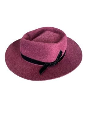 GAP Hat Women's Medium/Large Velvet Band Fedora Purple Burgundy 100% Wool NWT